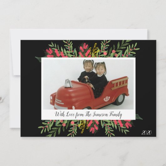 Carte De Vacances Fleurs Et Verdure De Noël (Devant)