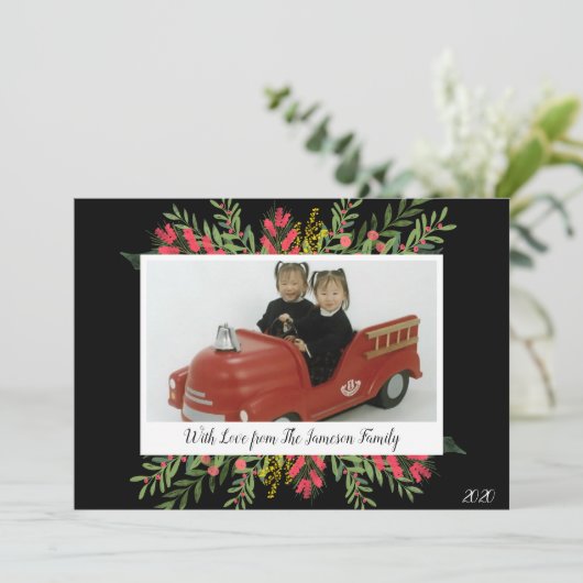 Carte De Vacances Fleurs Et Verdure De Noël (Debout devant)