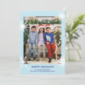 Carte de vacances flocon de neige avec photo (Debout devant)