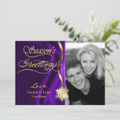 Carte de vacances Flocon de neige scintillant viol (Debout devant)