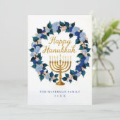Carte de vacances Floral Menorah Hanoukka (Debout devant)