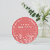 Carte de vacances Floral Wreath - Holly (Debout devant)