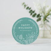 Carte de vacances Floral Wreath - Turquoise (Debout devant)