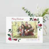 Carte de vacances florale aquarelle rouge or (Debout devant)