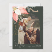 Carte de vacances florale d'hiver moderne Joyeux u (Devant)