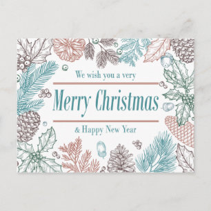 Carte de vacances florale Joyeuses Fêtes   Photo