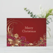 Carte de vacances florale or rouge (Debout devant)