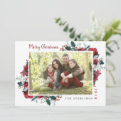 Carte de vacances florale rouge traditionnelle ver (Debout devant)