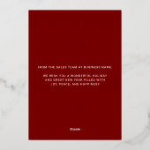 Carte de vacances Foil Affaires saisonnière (Verso)