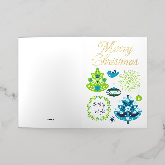 Carte de vacances Foil de Noël pliée (Mise à l'extérieur)