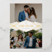 Carte de vacances Foil Deco Band 2 photos - Blanc (Recto)