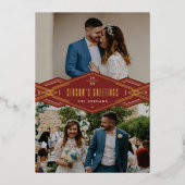 Carte de vacances Foil Deco Band 2 photos - Rouge (Recto)