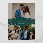 Carte de vacances Foil Deco Band 2 photos - Vert (Recto)