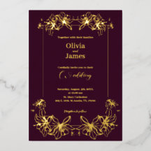 Carte de vacances Foil en or faire-part de mariage