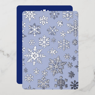 Carte de vacances Foil Foil Flat Silver bleu clair