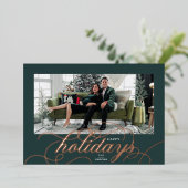 Carte de vacances Foil Green Elegant Flourd Script (Debout devant)