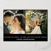 Carte de vacances Foil photo de Noël mariée (Verso)