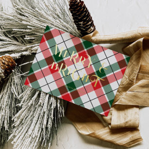 Carte de vacances Foil Plaid Merry & Bright Typogr