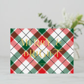 Carte de vacances Foil Plaid Merry & Bright Typogr (Debout devant)