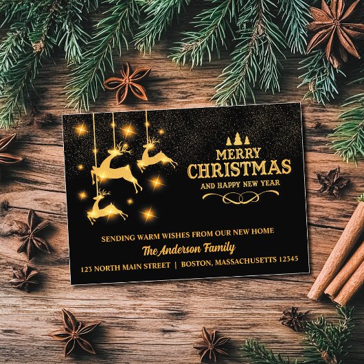 Carte de vacances Foil Reindeer Moving Faire-part