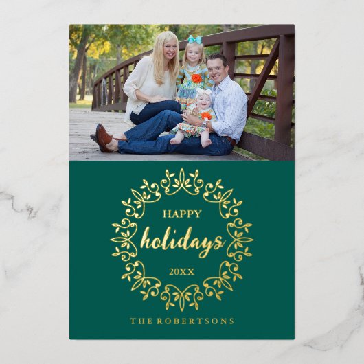 Carte de vacances Foil Wreath (Recto)