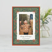 Carte de vacances Forest Green Botanical Border Ph (Debout devant)