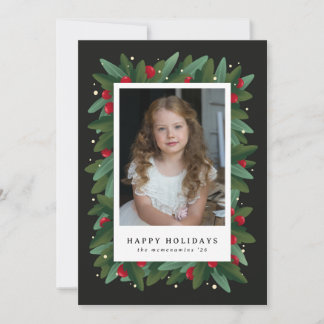 Carte de vacances Formelle Wreath and Christmas Be