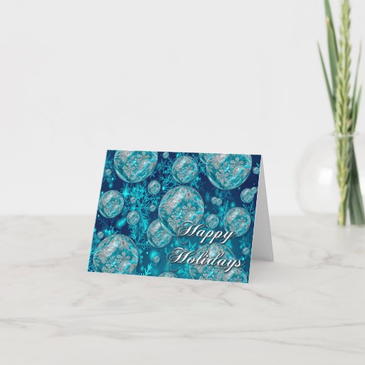 Carte de vacances Frosty Blue Snowflake Bubbles (Devant)