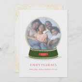 Carte de vacances Gold Glimmer Snow Globe (Devant / Derrière)