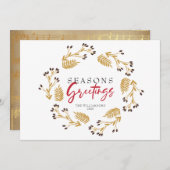 Carte de vacances Gold Holly Joyeuses Fêtes (Devant / Derrière)