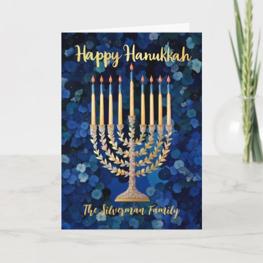 Carte de vacances Gold Menorah Hanoukka (Devant)