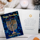 Carte de vacances Gold Menorah Hanoukka
