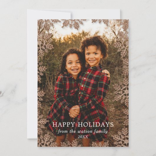 Carte de vacances Golden Parties scintillant Snowf (Devant)