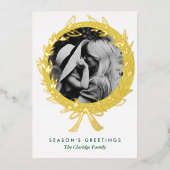 Carte de vacances Golden Wreath Frame Photo Gold F (Recto)