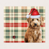 Carte de vacances Goldendoodle Chien Rouge et Vert (Outside Unfolded)
