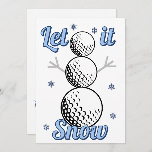 Carte de vacances Golf Snowman Let It Snow à plat (Devant / Derrière)