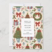 Carte de vacances Grandmillennial Floral Pine Tree (Devant)