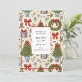 Carte de vacances Grandmillennial Floral Pine Tree (Debout devant)