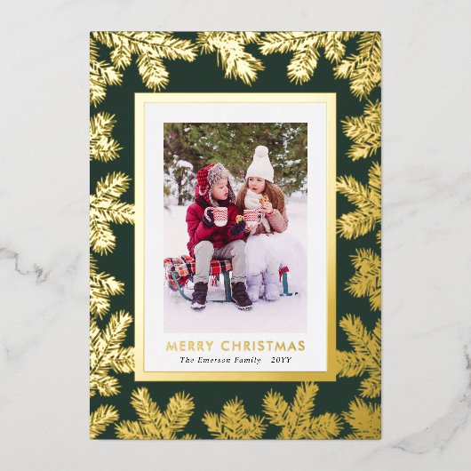 Carte de vacances Green Gold Foil (Recto)