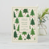 Carte de vacances Green Red Whimsical Pine Trees (Debout devant)