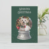 Carte de vacances Green Snow Globe Photo Flat (Debout devant)
