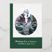 Carte de vacances Green & White Silver Foil Busine (Recto)