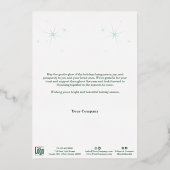 Carte de vacances Green & White Silver Foil Busine (Verso)