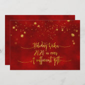 CARTE DE VACANCES HAIKU| Red Gold Foil Script amus (Devant / Derrière)