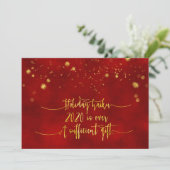 CARTE DE VACANCES HAIKU| Red Gold Foil Script amus (Debout devant)