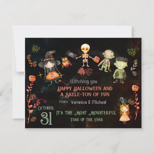 Carte de vacances Halloween de monstre MIGNON (Devant)