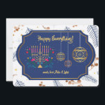 Carte de vacances Happy Everything Blue and Gold<br><div class="desc">Une carte de vacances que vous pouvez envoyer à Tout le monde! (Photo Freepik.com). La carte est facile à customiser avec votre libellé, police et couleur de police. Pas exactement ce que vous cherchez ? Tous nos produits peuvent être conçus sur mesure pour répondre à vos besoins sans frais supplémentaires....</div>