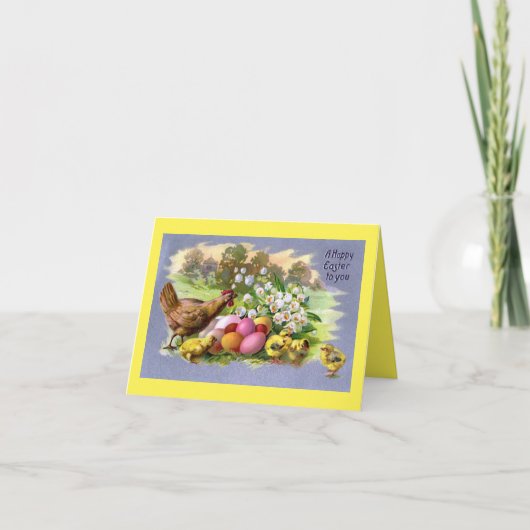 Carte de vacances Hen Avec Chicks (Devant)