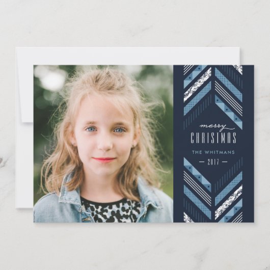 Carte de vacances Herringbone Band - Denim (Devant)