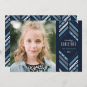 Carte de vacances Herringbone Band - Denim (Devant / Derrière)